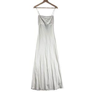 Abercrombie & Fitch Satin Slip Maxi Dress - White, Size Medium - Elegant Wedding